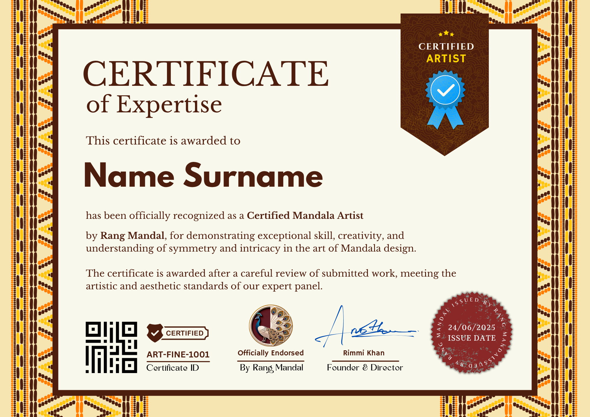 Rang Mandal Official Certificate